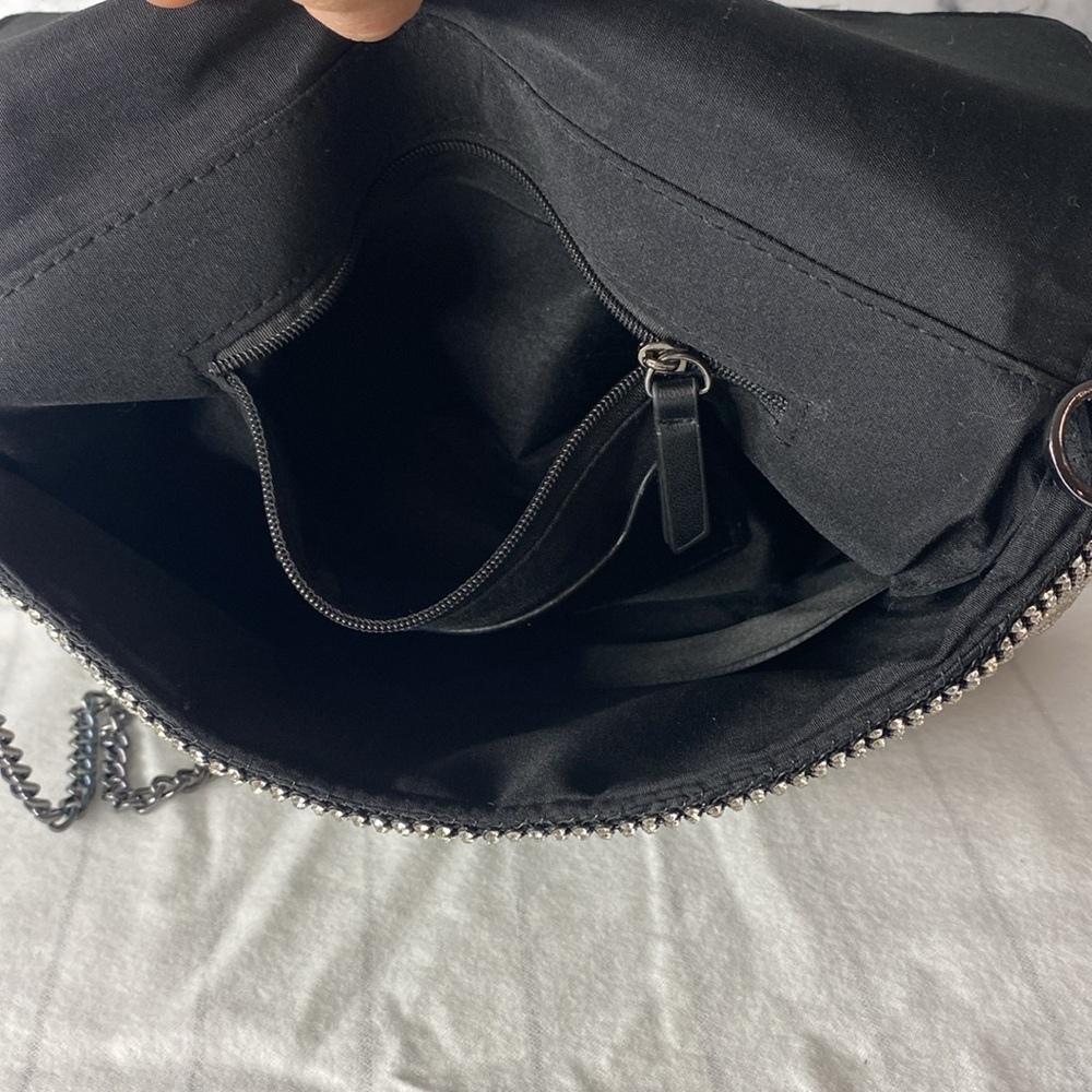 Topshop Diana Diamante Clutch Bag -Elegant Black and Silver Women's Bag - Picture 7 of 13